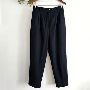 Wool Vintage Sag Harbor Black Pleated Dress Pants Lined Women Size 12 Classic